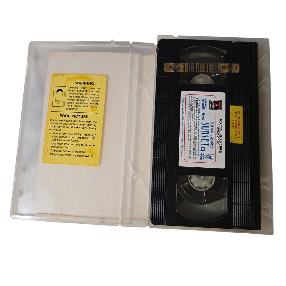 VTG 1988 SUNSET VHS TAPE Movie RCA Columbia Bruce Willis James Garner Drama USA - Picture 4 of 8